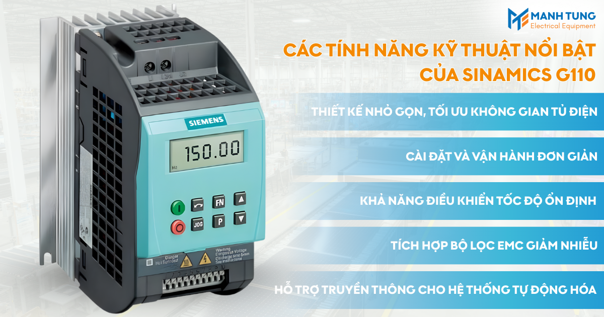 Đặc điểm nổi bật 6SL3211-0AB12-5BB1 - Biến tần G110 0.25kW CPM110