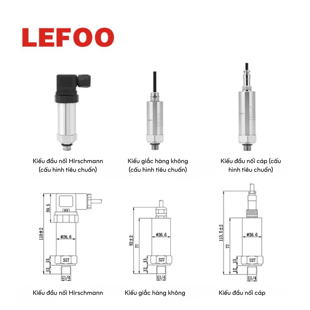 Kích thước cảm biến áp suất LFT2800