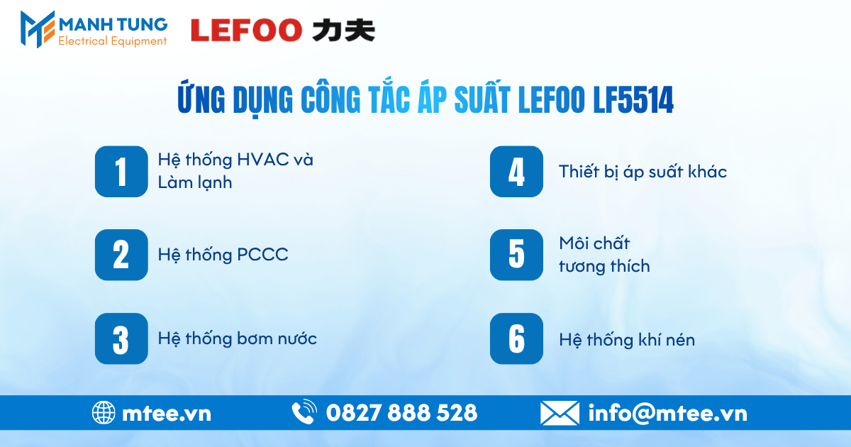 Ứng dụng Công tắc áp suất LEFOO LF5514