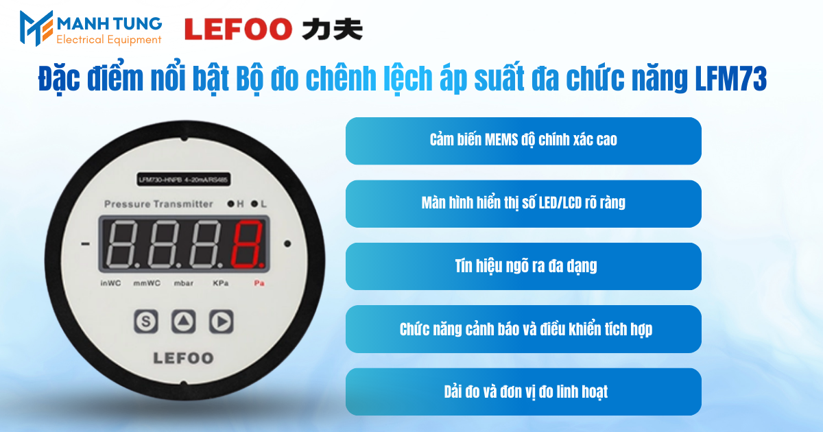 Đặc điểm nổi bật Bộ đo chênh lệch áp suất đa chức năng LFM73