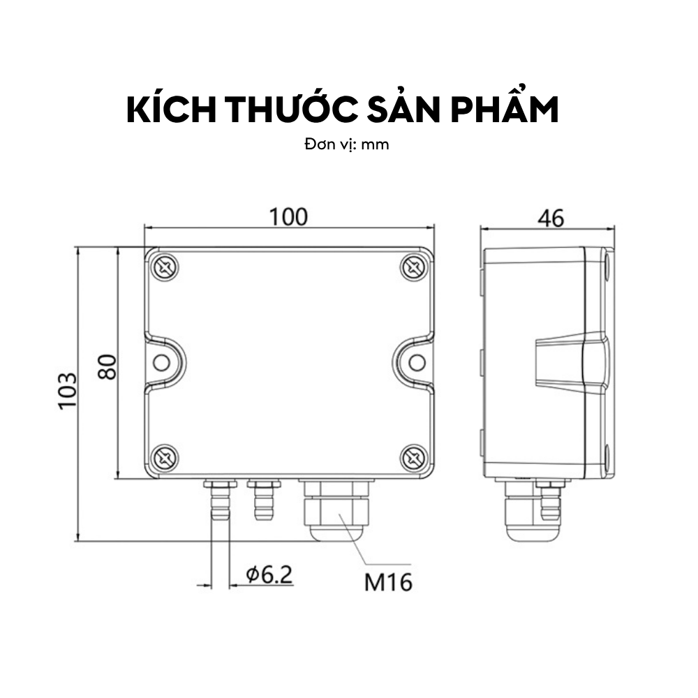 Kích thước Cảm biến chênh lệch áp suất LFM53