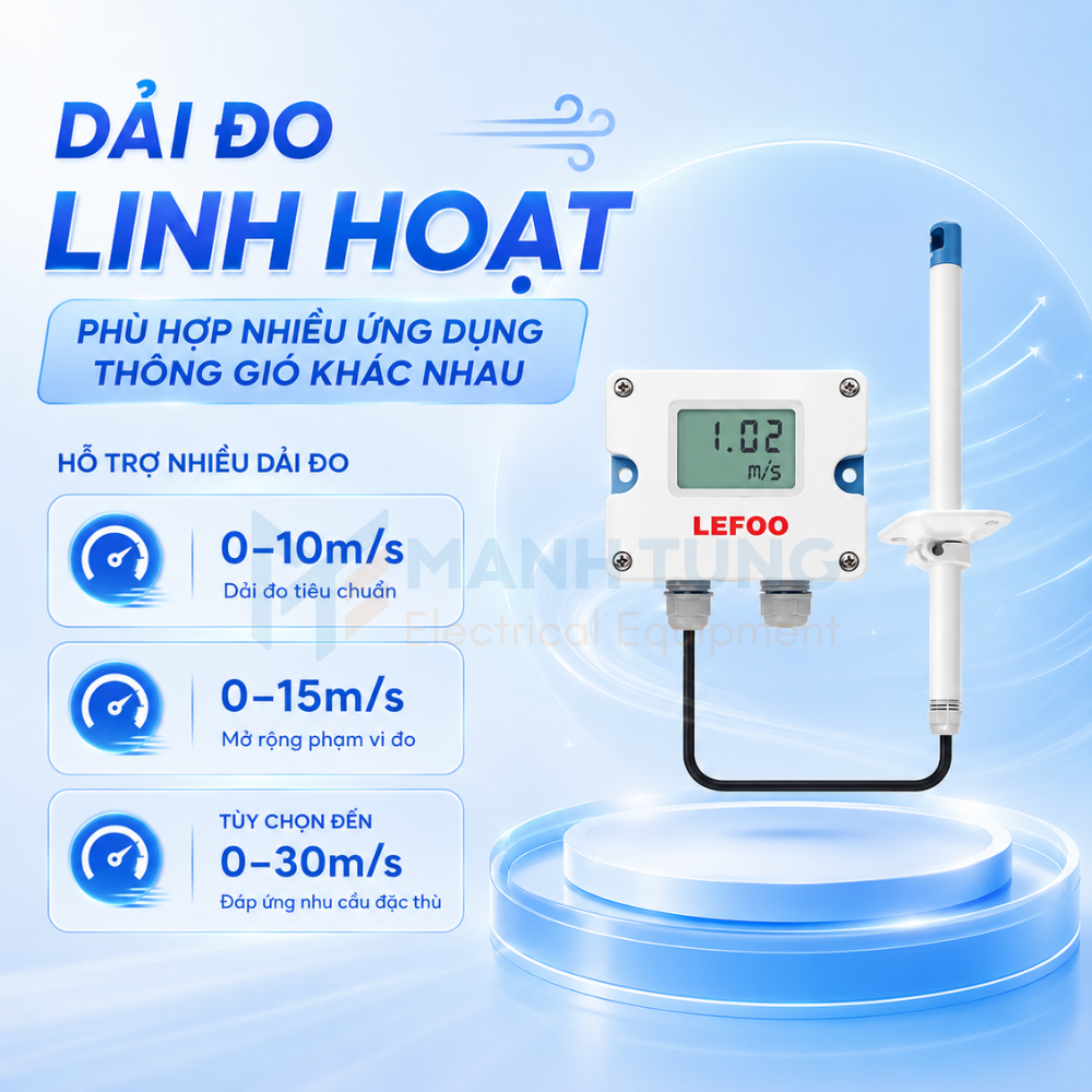Dải đo linh hoạt, phù hợp nhiều ứng dụng thông gió khác nhau