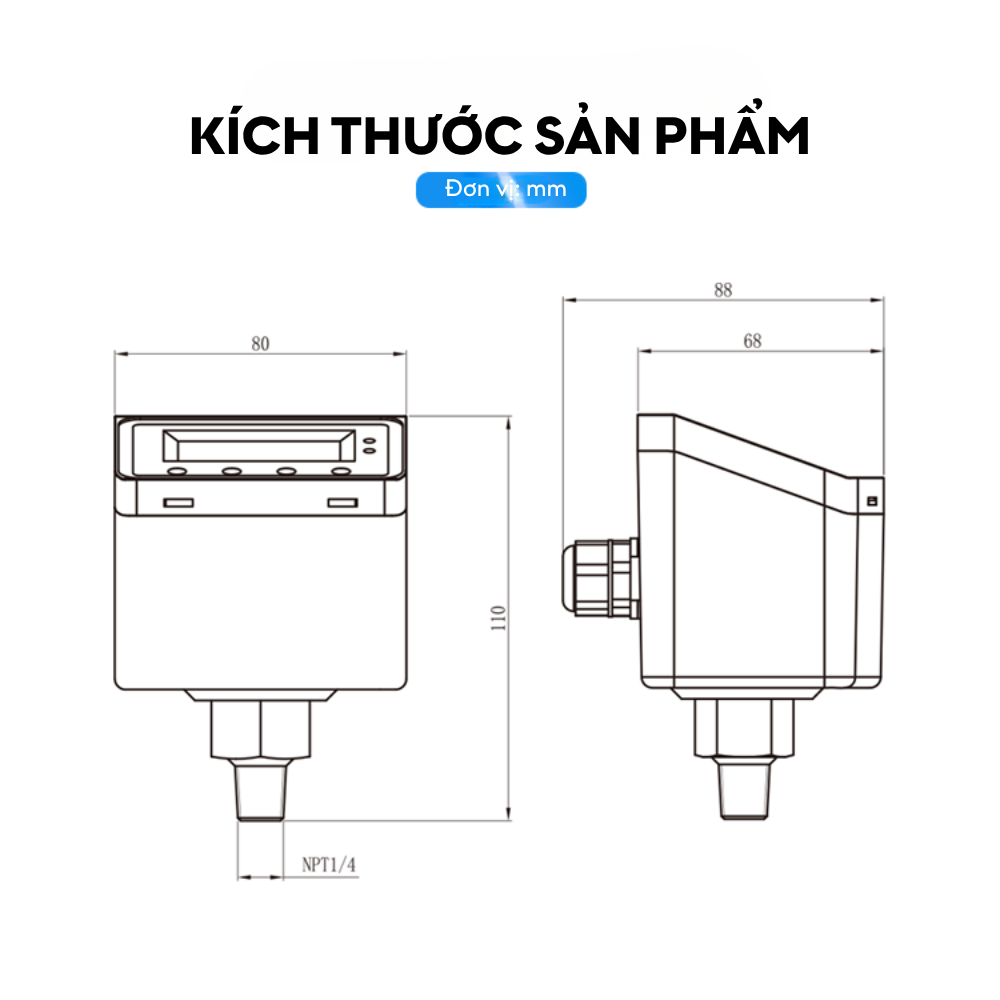 Kích thước Bộ điều khiển áp suất Lefoo LFDS63