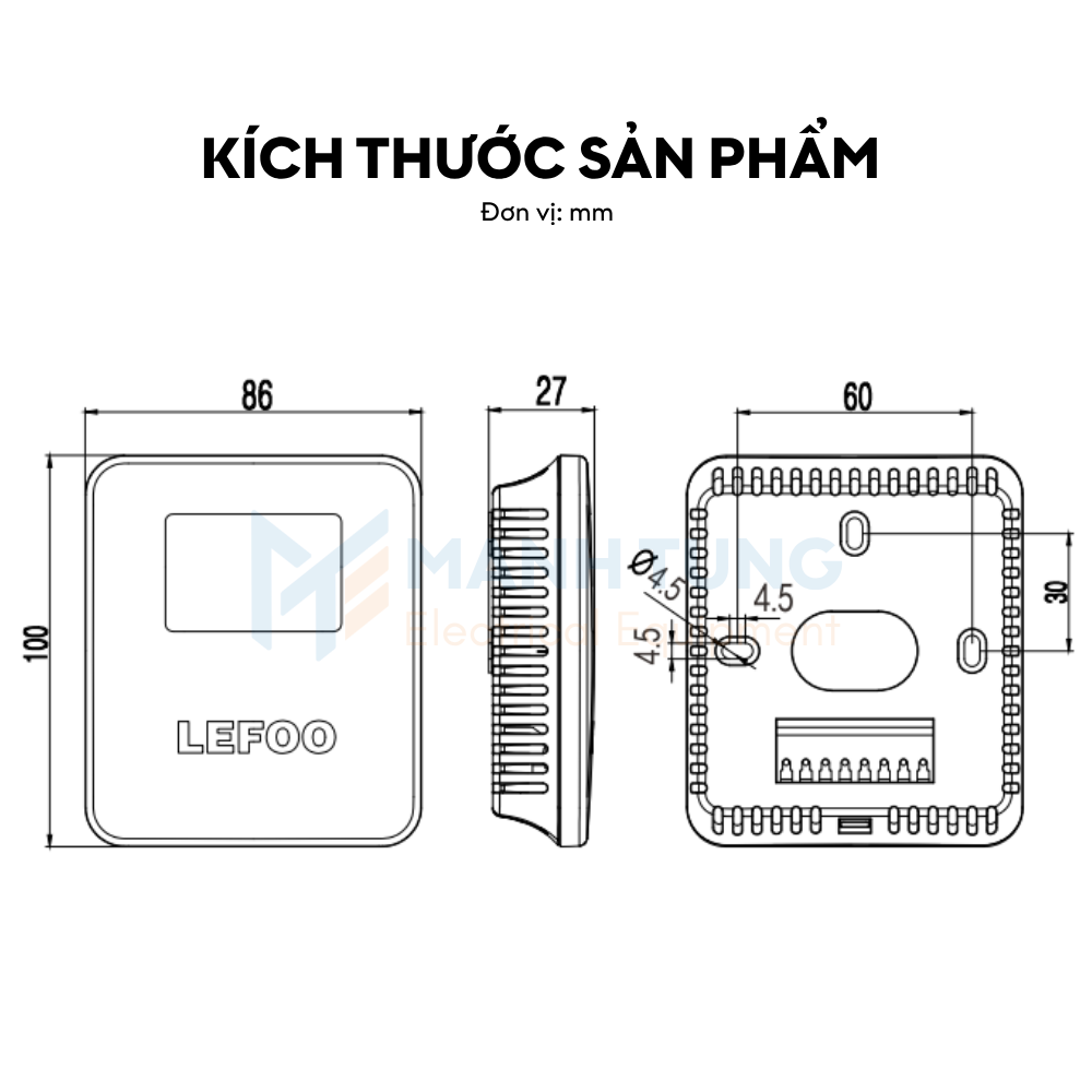 Kích thước Cảm biến CO trong nhà LFG103