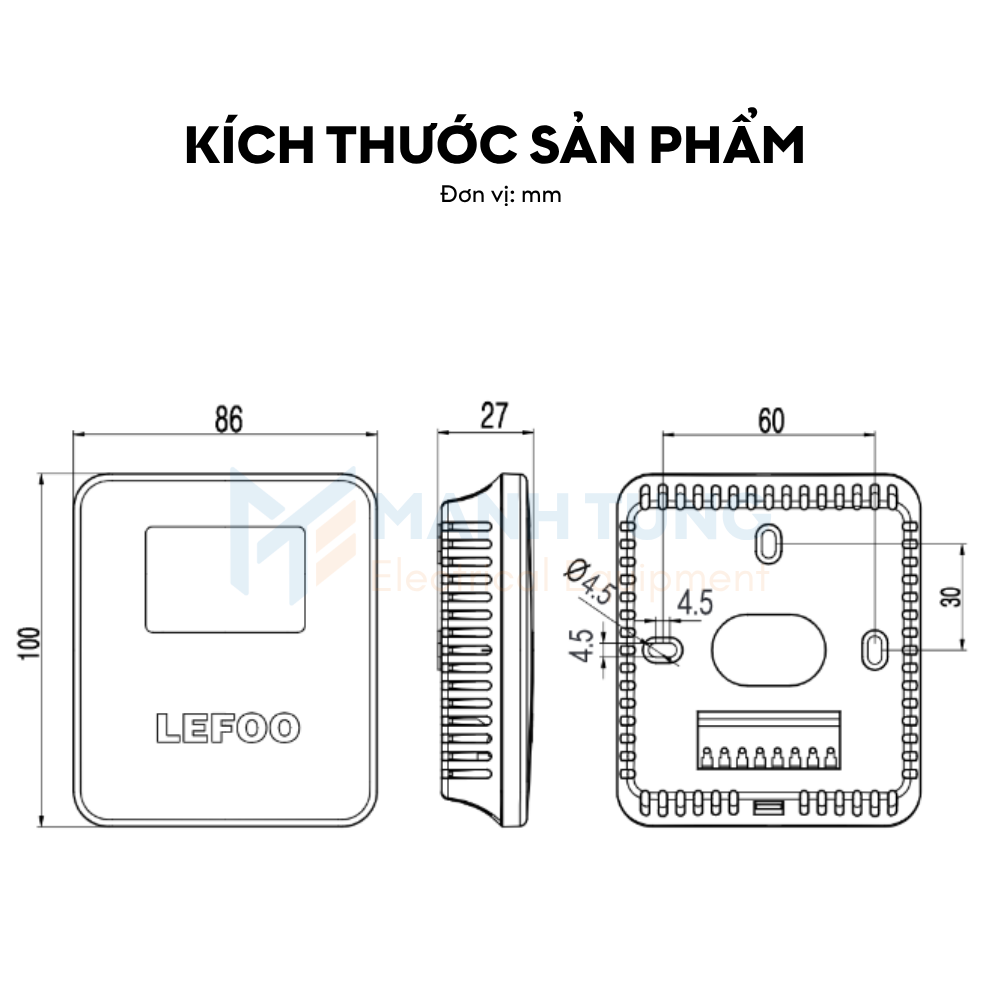 Kích thước Cảm biến CO2 trong nhà LFG203