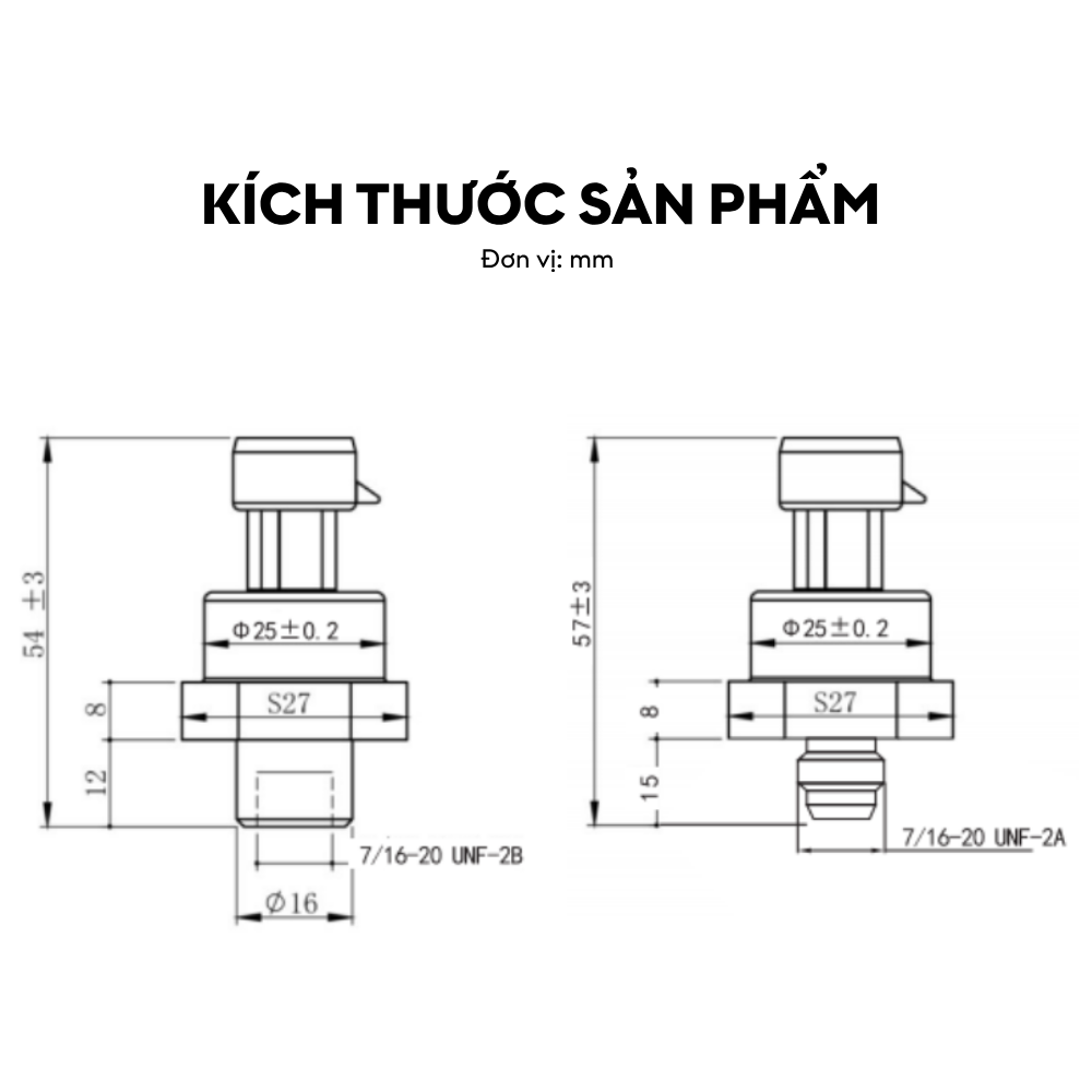 Kích thước Cảm biến áp suất cho hệ thống lạnh LFT2060