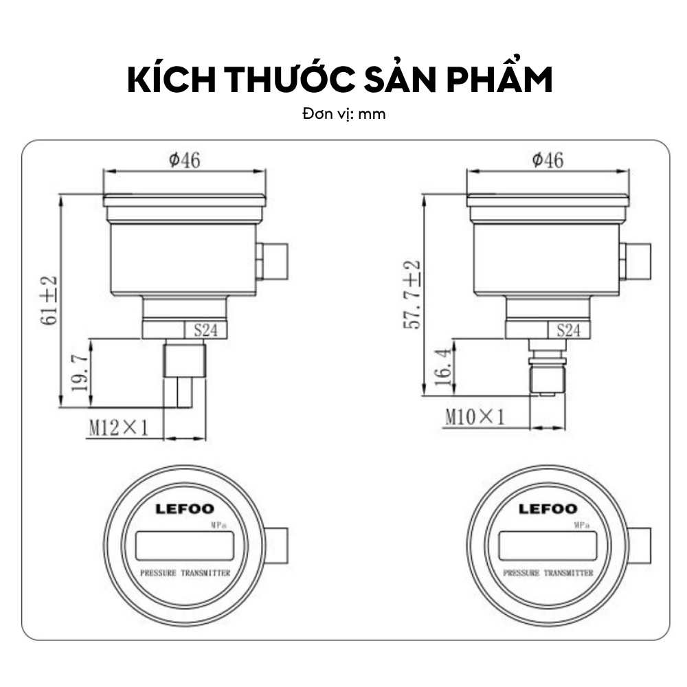 Kích thước Cảm biến áp suất thông minh LFT6700