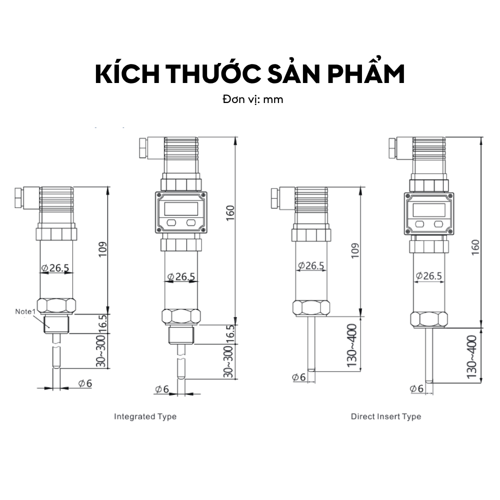 Kích thước Cảm biến nhiệt độ LFW21