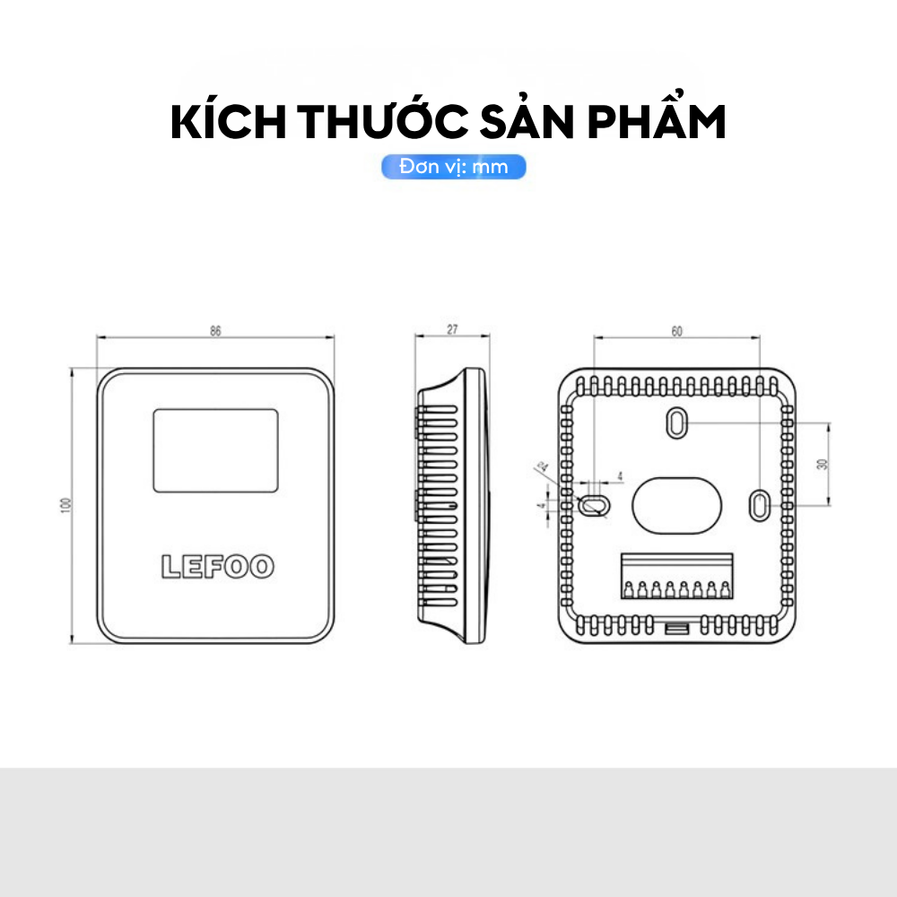 Kích thước Cảm biến nhiệt độ độ ẩm trong nhà LFH20