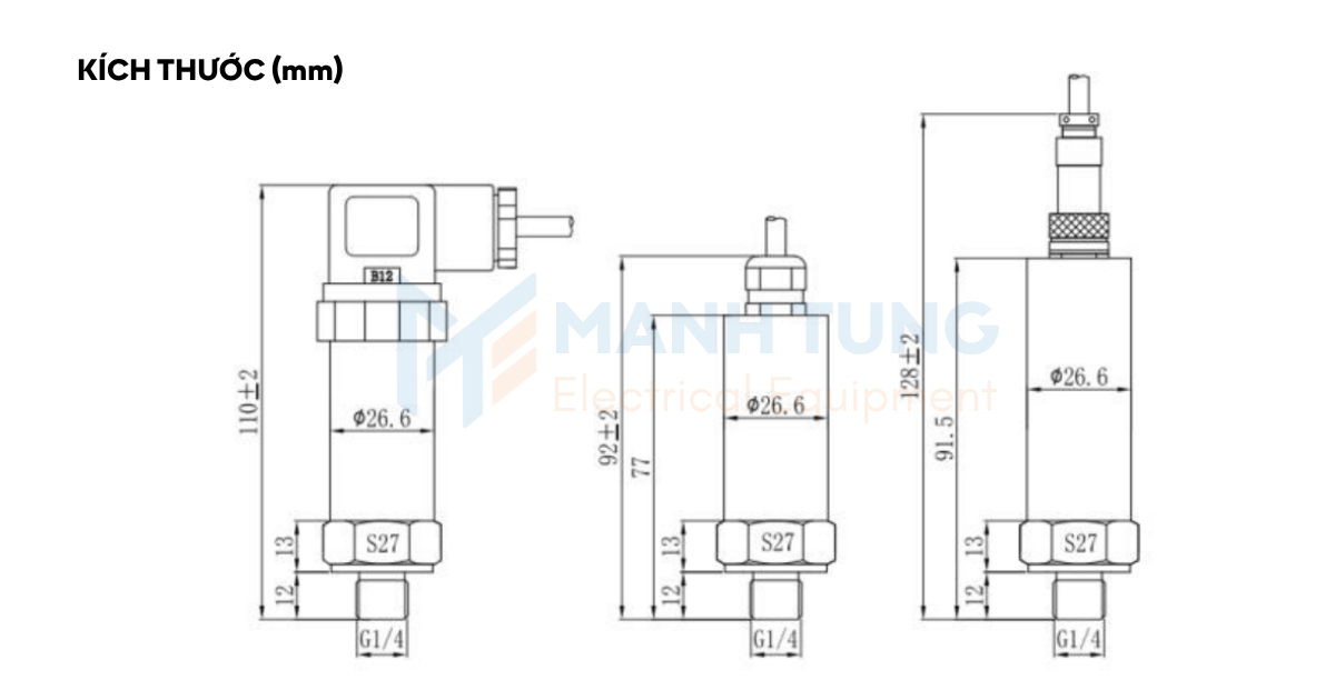 Kích thước cảm biến áp suất LFT2010