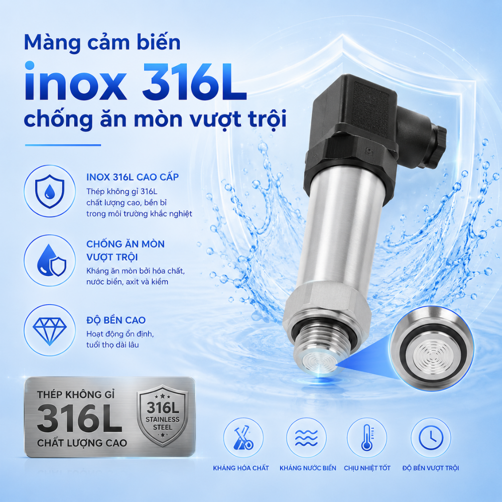 Màng cảm biến inox 316L chống ăn mòn vượt trội