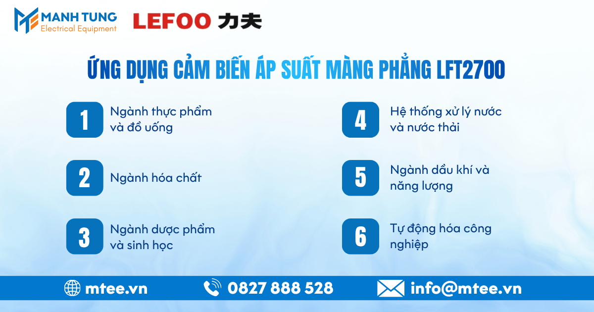 Ứng dụng cảm biến áp suất màng phẳng LFT2700