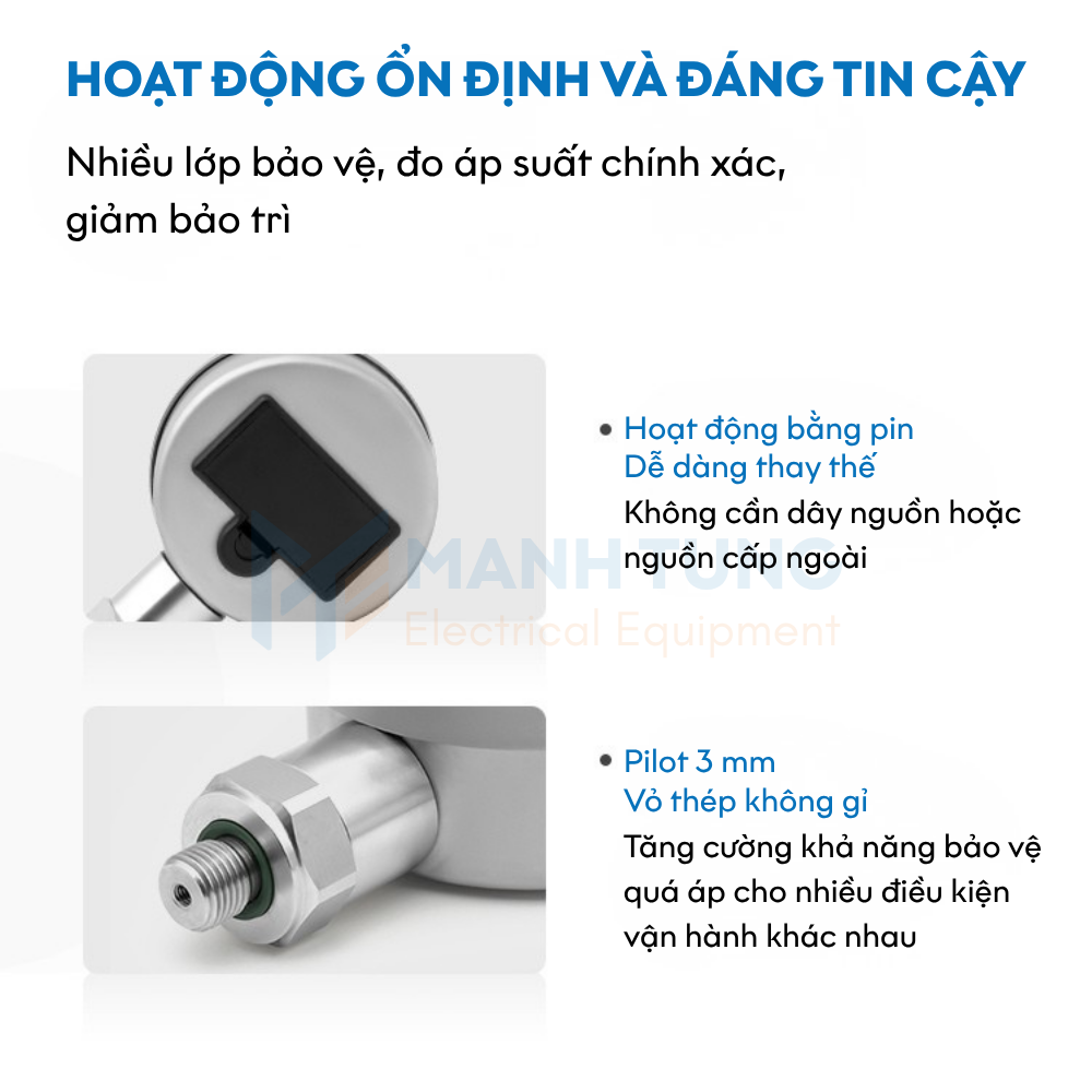 Ưu điểm Đồng hồ áp suất kỹ thuật số chạy pin LFT6100