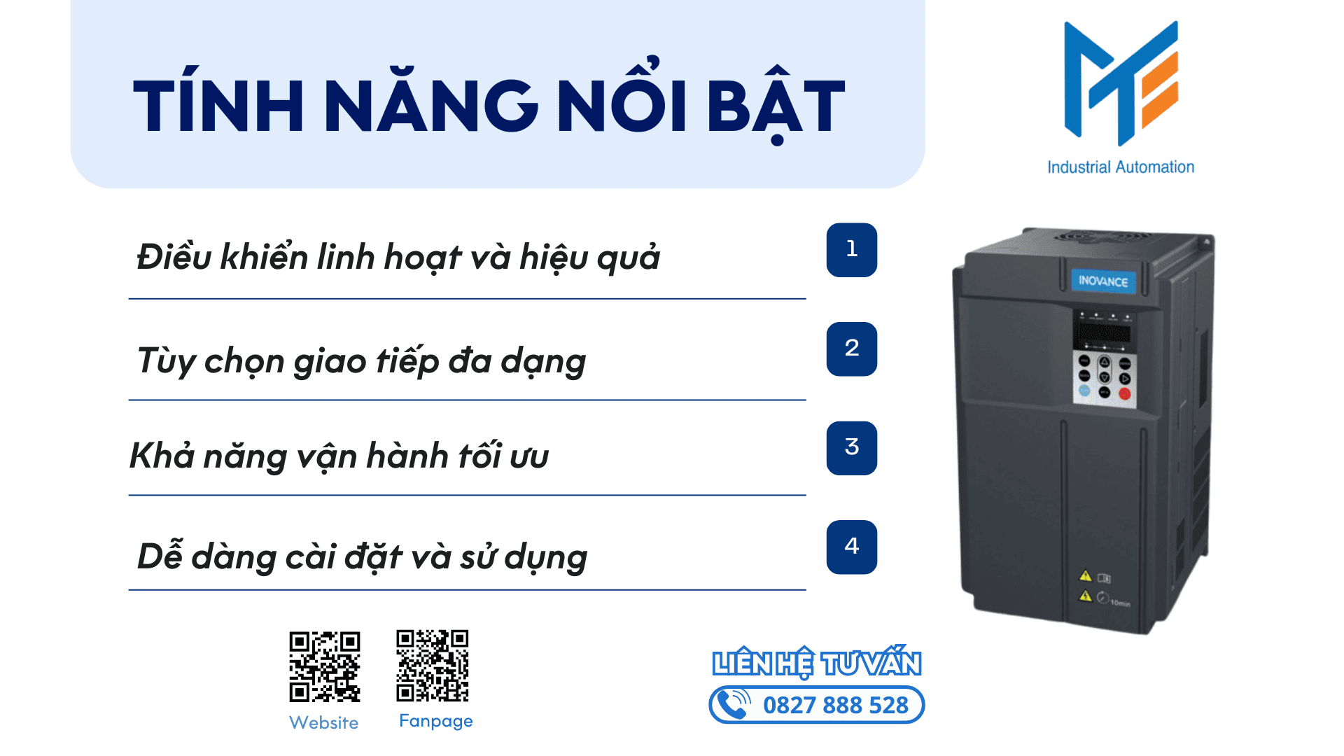 Tính năng nổi bật của biến tần Inovance MD500T7.5GB-INT 7.5kW 3 Pha 380V