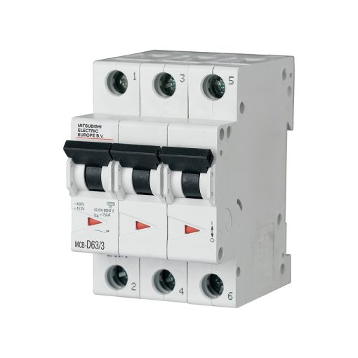 MCB-D50-3 – Aptomat MCB Mitsubishi 3P 50A, D-curve, Icu 15kA