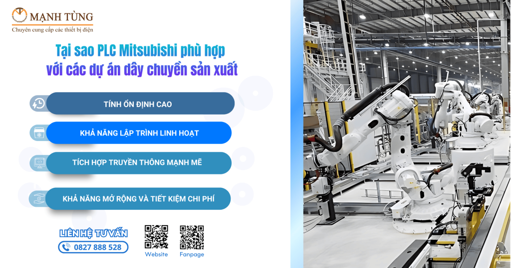 Tại sao PLC Mitsubishi phù hợp với các dự án dây chuyền sản xuất