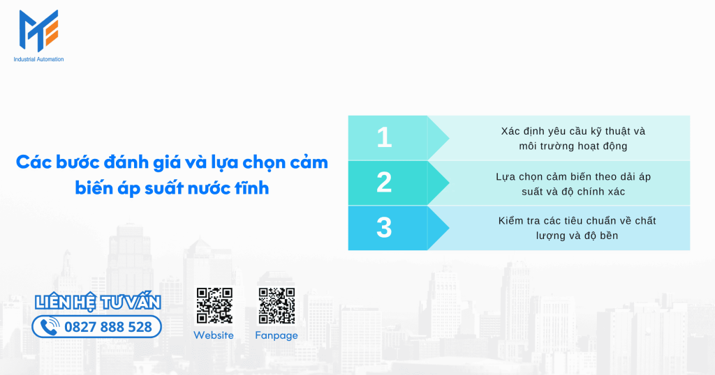 Các bước đánh giá và lựa chọn cảm biến áp suất nước tĩnh