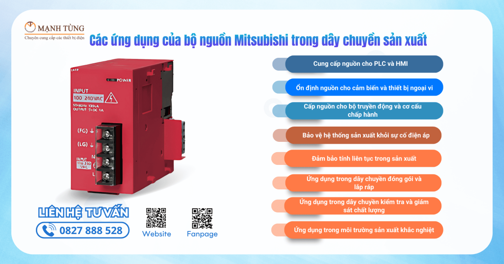 Các ứng dụng của bộ nguồn Mitsubishi trong dây chuyền sản xuất