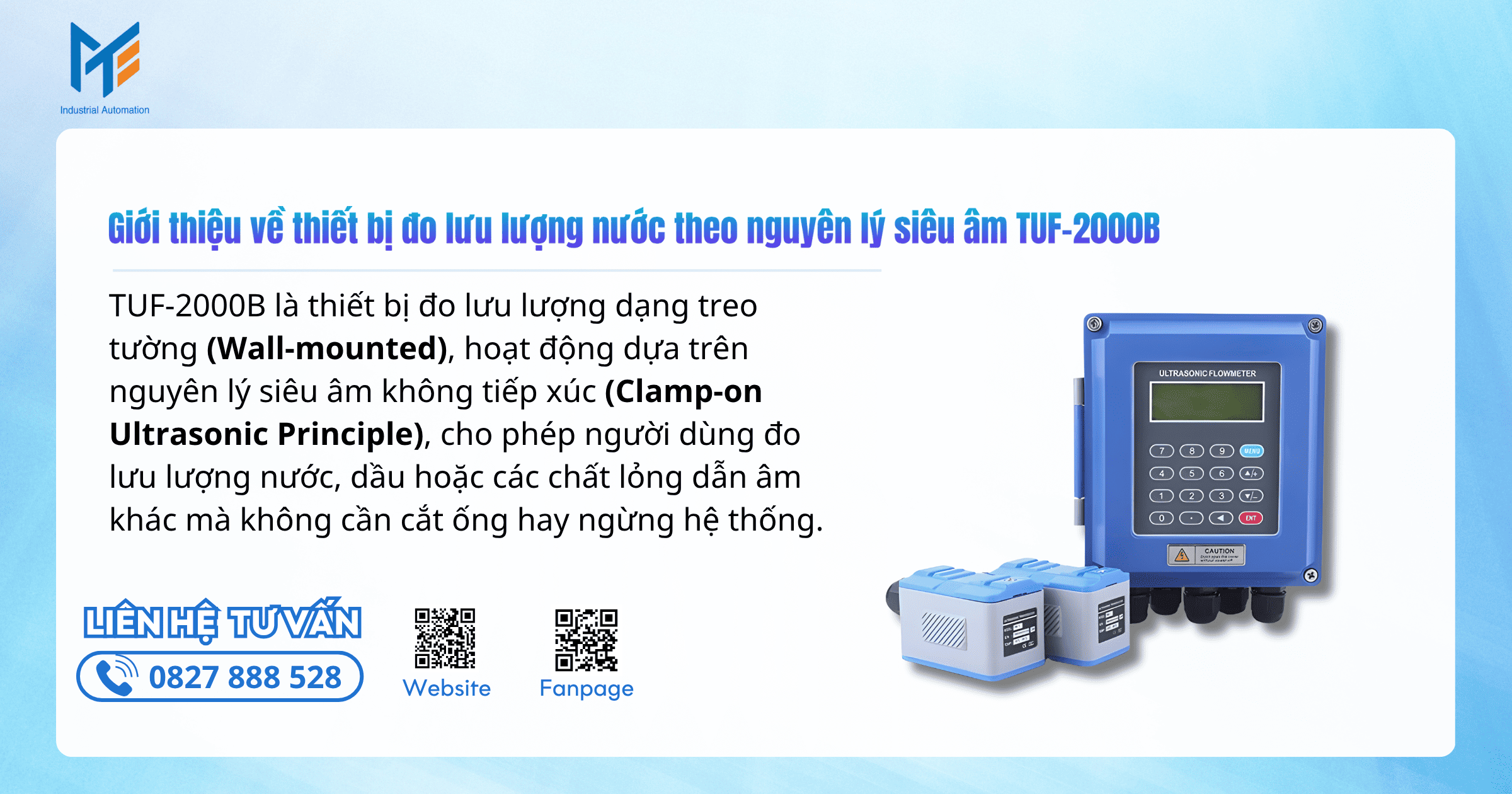 Giới thiệu về thiết bị đo lưu lượng nước theo nguyên lý siêu âm, hoạt động bằng điện DN50-DN700 TUF-2000B