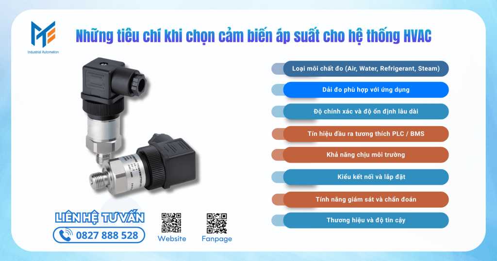 Những tiêu chí khi chọn cảm biến áp suất cho hệ thống HVAC