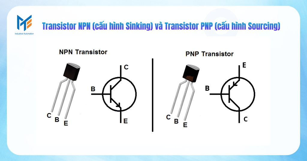 Transistor NPN (cấu hình Sinking) và Transistor PNP (cấu hình Sourcing)
