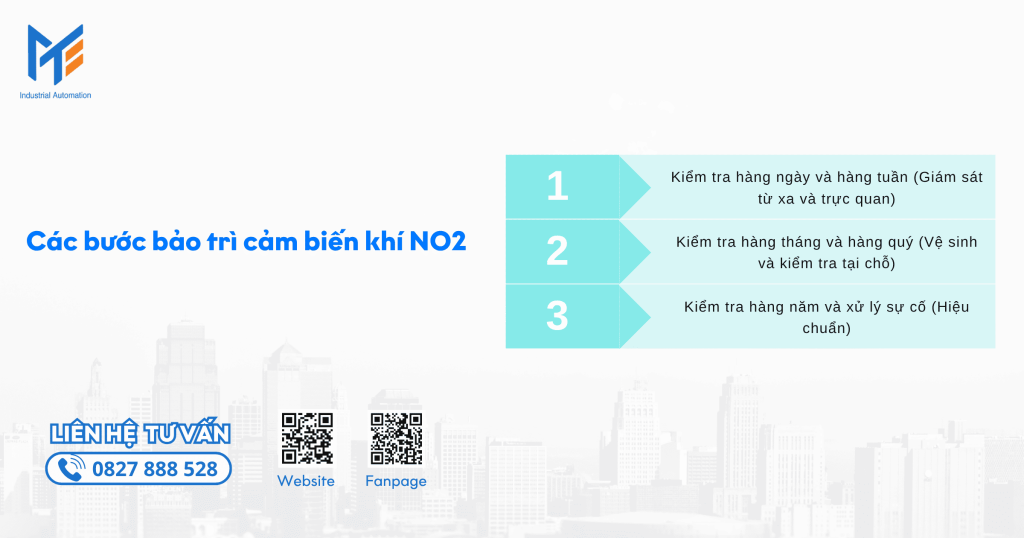 Các bước bảo trì cảm biến khí NO2