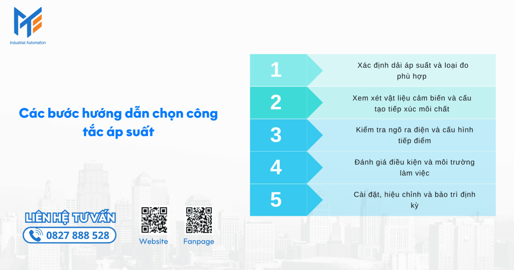 Các bước hướng dẫn chọn công tắc áp suất