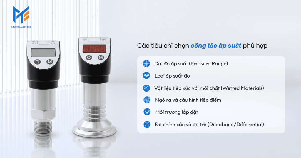 Các tiêu chí chọn công tắc áp suất phù hợp