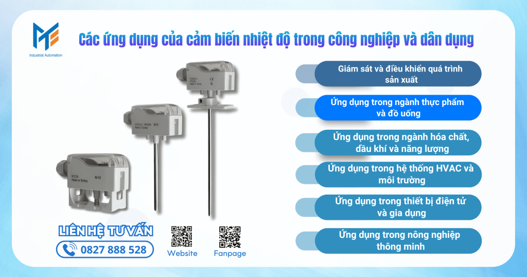Các ứng dụng của cảm biến nhiệt độ trong công nghiệp và dân dụng
