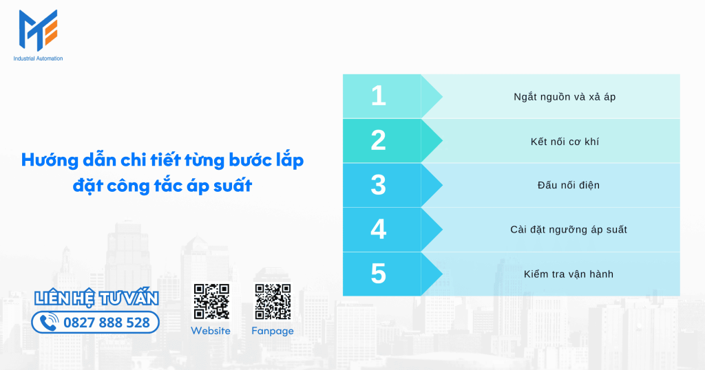 Hướng dẫn chi tiết từng bước lắp đặt công tắc áp suất