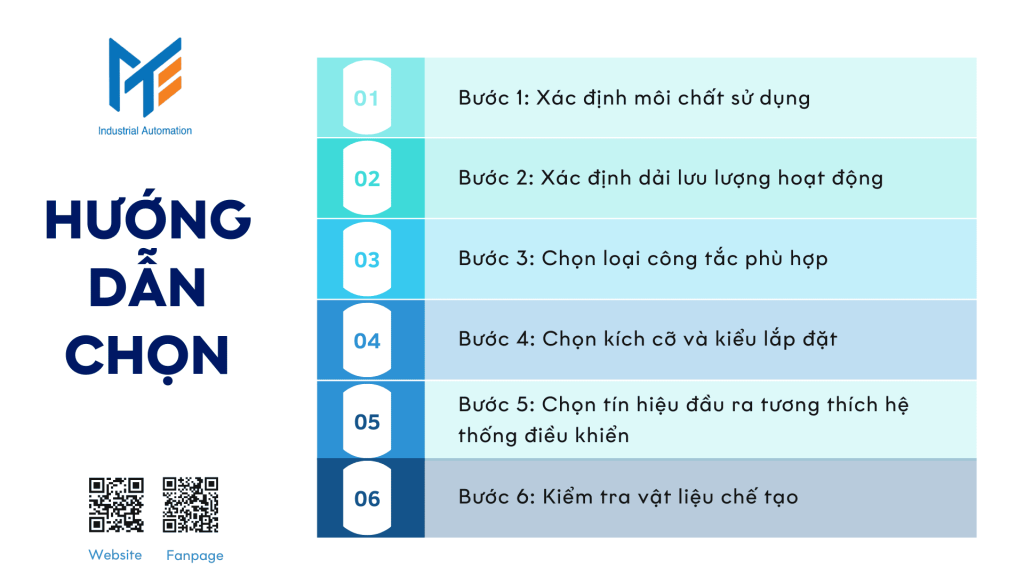 Hướng dẫn các bước chọn công tắc dòng chảy chi tiết