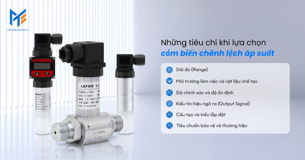 Những tiêu chí khi lựa chọn cảm biến chênh lệch áp suất