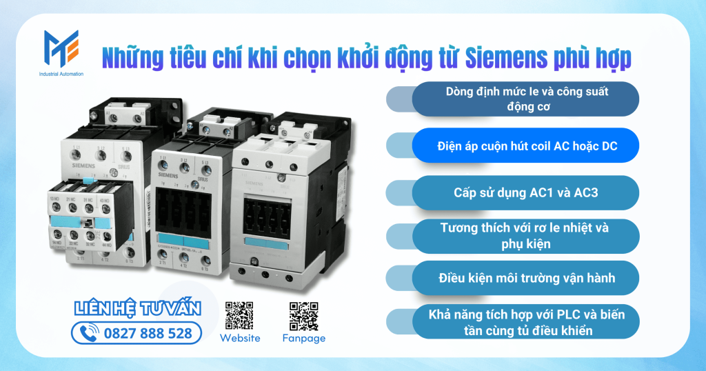 Những tiêu chí khi chọn khởi động từ Siemens phù hợp