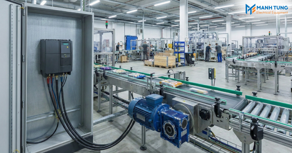 Ứng dụng trong băng tải sản xuất