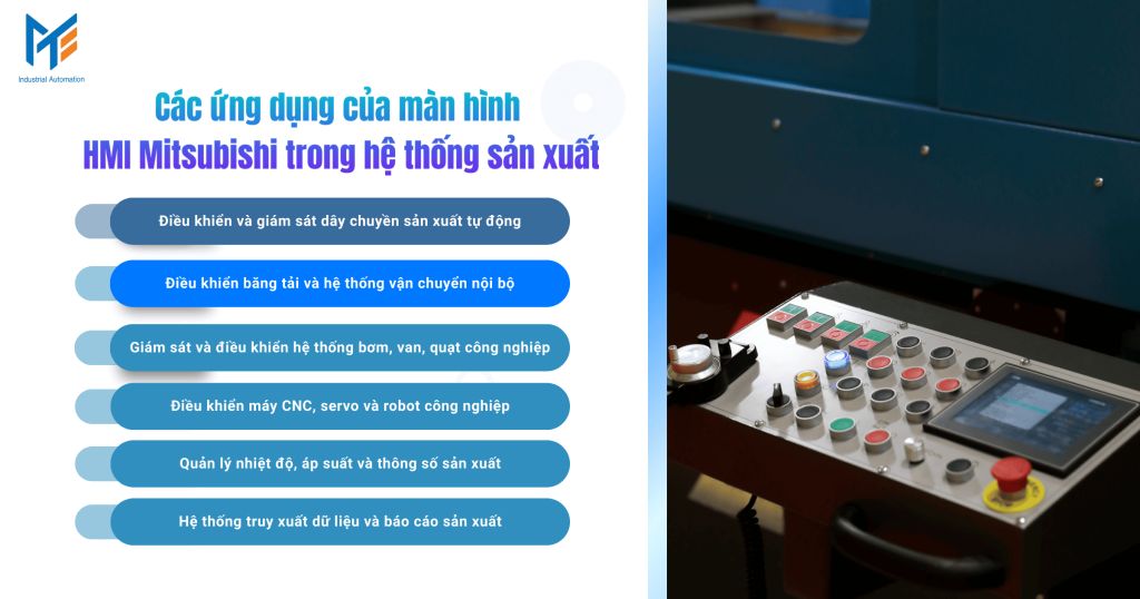 Các ứng dụng của màn hình HMI Mitsubishi trong hệ thống sản xuất