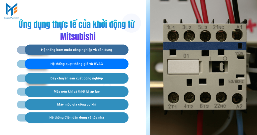 Ứng dụng thực tế của khởi động từ Mitsubishi