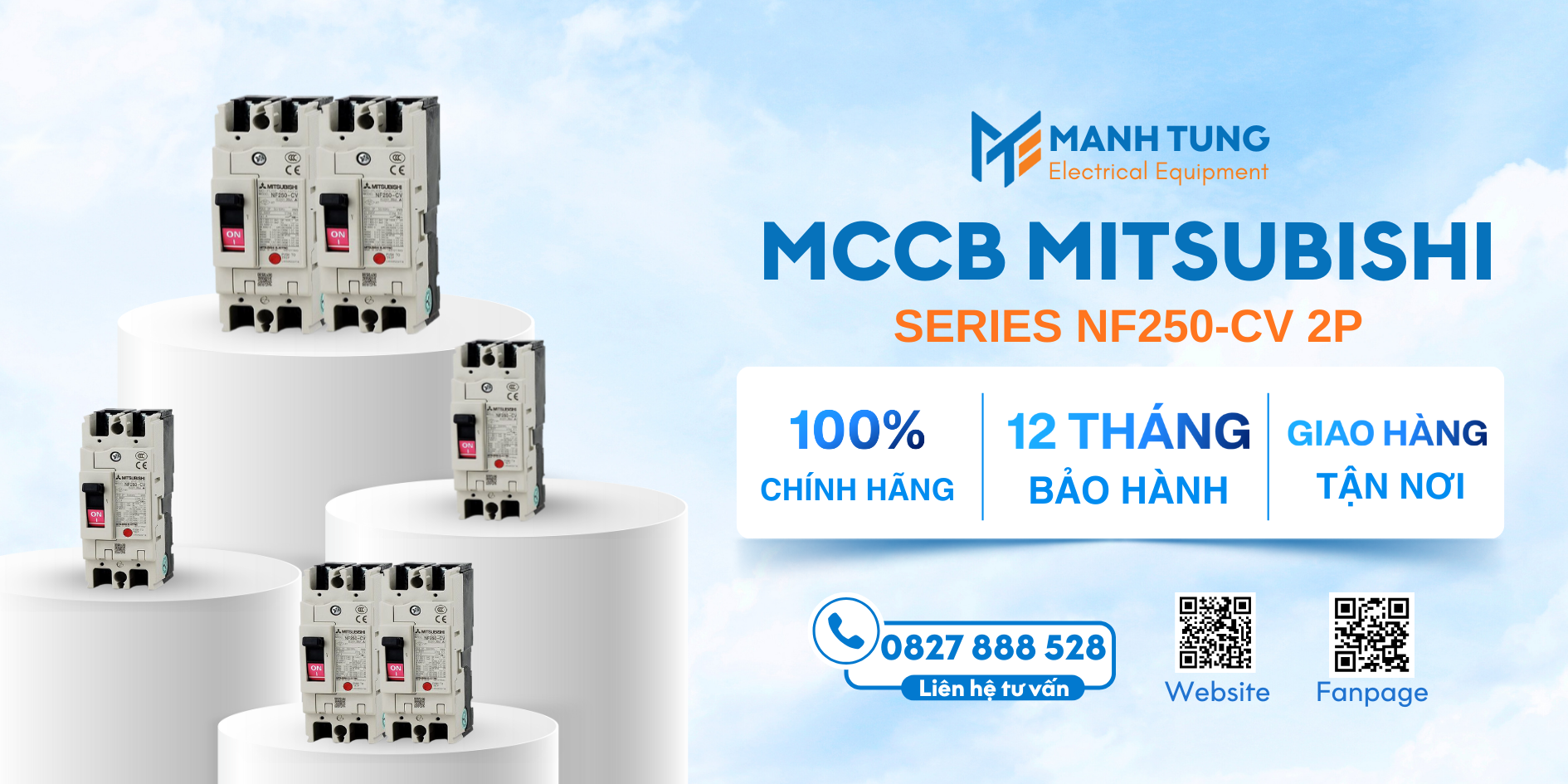 Mạnh Tùng nhà cung cấp MCCB Mitsubishi Series NF250-CV 2P uy tín chính hãng