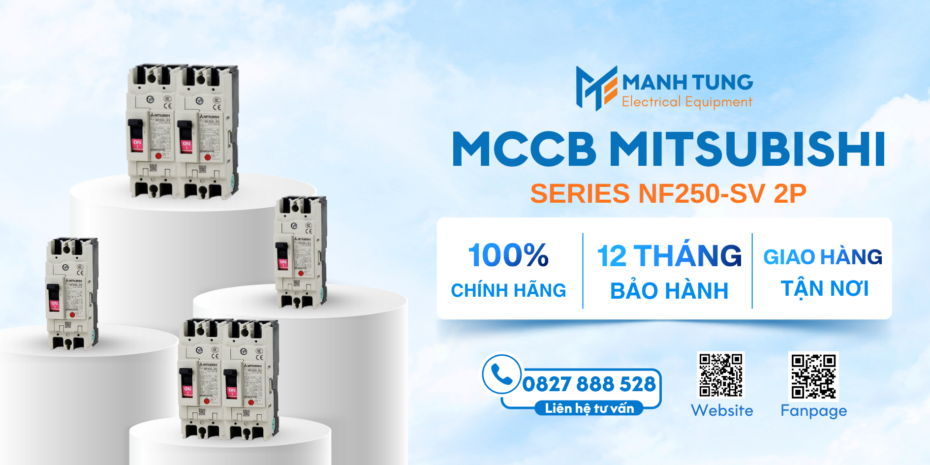 Mạnh Tùng nhà cung cấp MCCB Mitsubishi Series NF250-SV 2P uy tín chính hãng