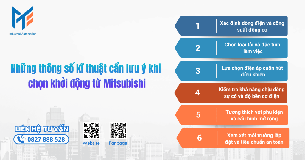 Những thông số kĩ thuật cần lưu ý khi chọn khởi động từ Mitsubishi