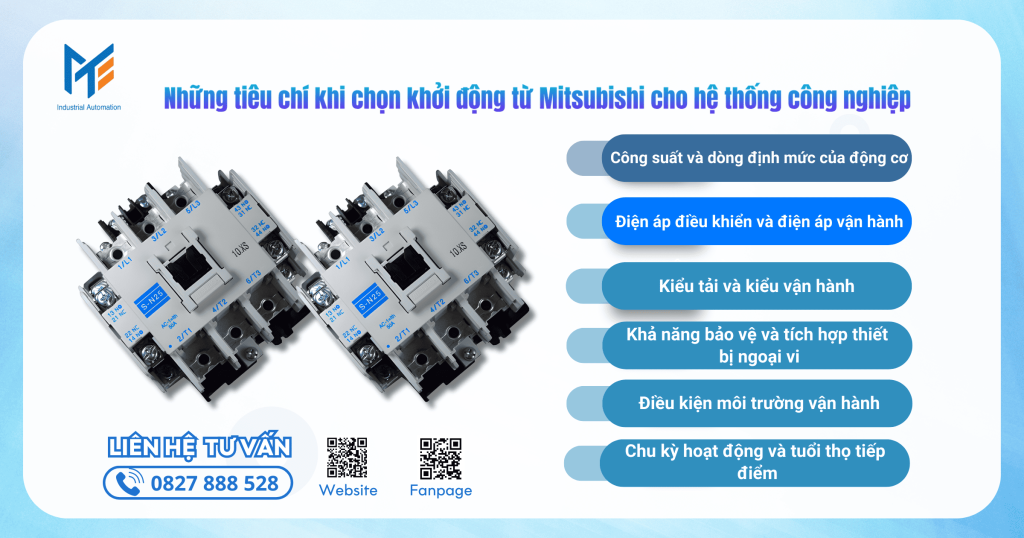 Những tiêu chí khi chọn khởi động từ Mitsubishi cho hệ thống công nghiệp