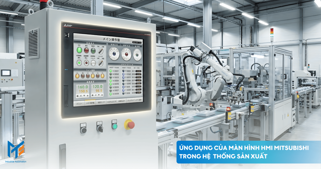 Ứng dụng của màn hình HMI Mitsubishi trong hệ thống sản xuất