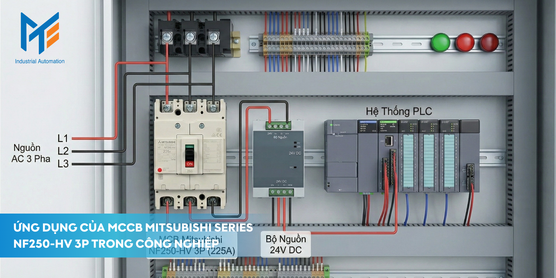 Ứng dụng của MCCB Mitsubishi Series NF250-HV 3P trong công nghiệp