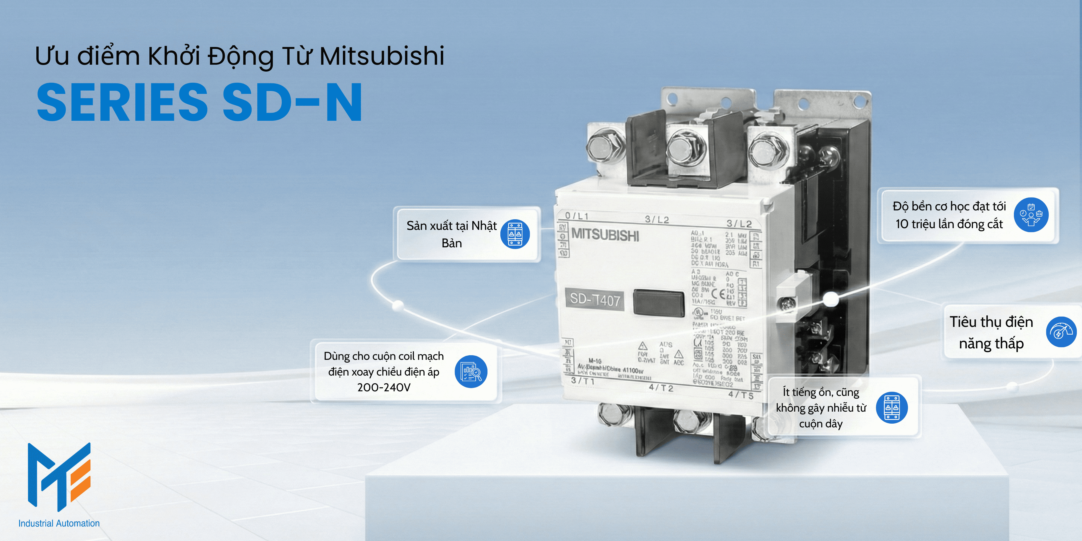 Ưu điểm nổi bật của sản phẩm Khởi động từ Mitsubishi Series SD-N