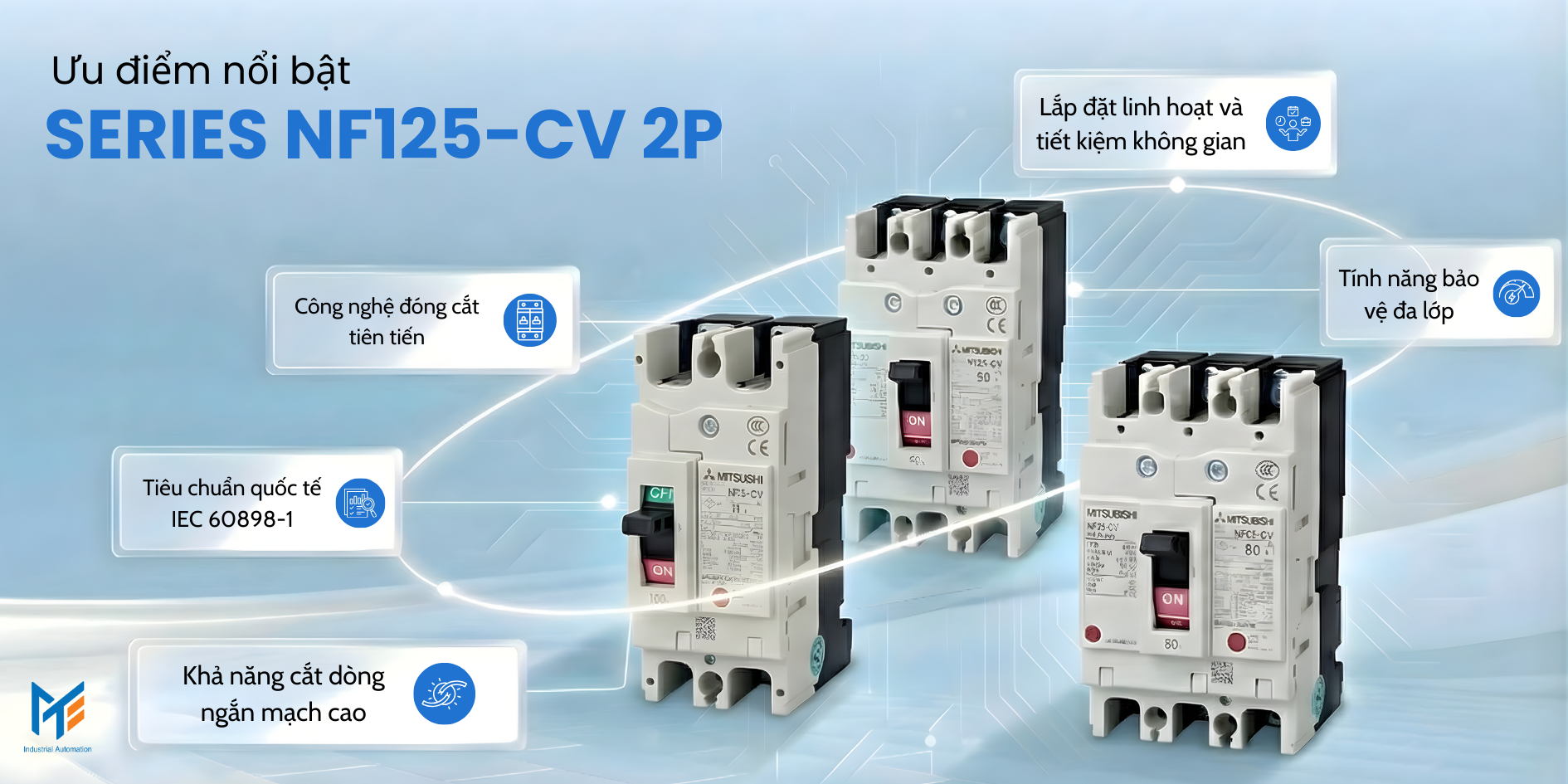 Ưu điểm nổi bật của MCCB Mitsubishi Series NF125-CV 2P