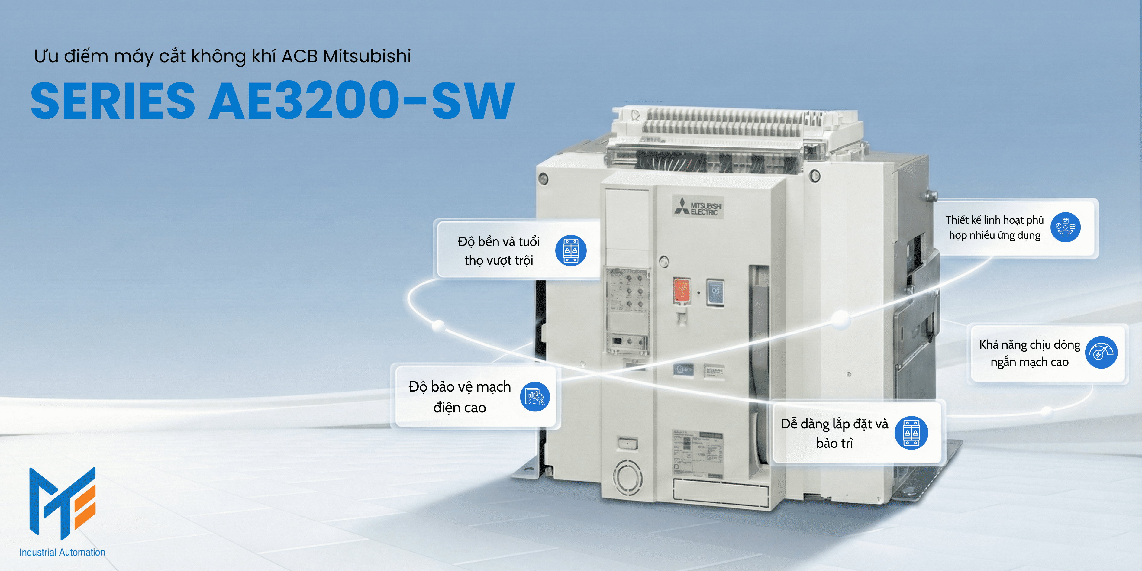 Ưu điểm nổi bật của Máy cắt không khí (ACB) Mitsubishi Series AE3200-SW