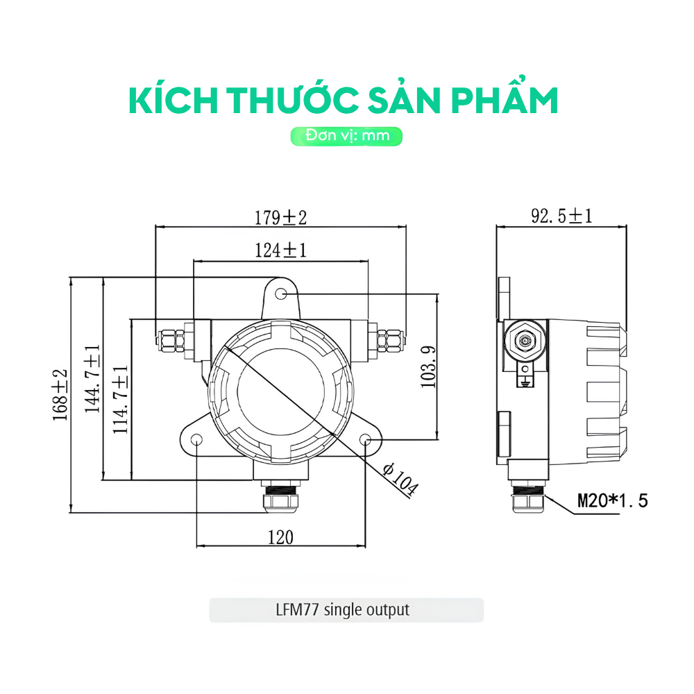 Kích thước Bộ đo chênh lệch áp suất chống cháy nổ LFM77