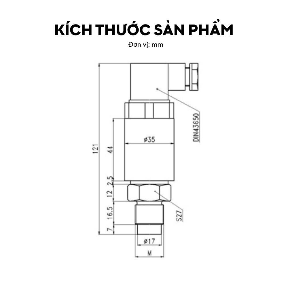Kích thước Cảm biến áp suất màng phẳng cứng LFT2730