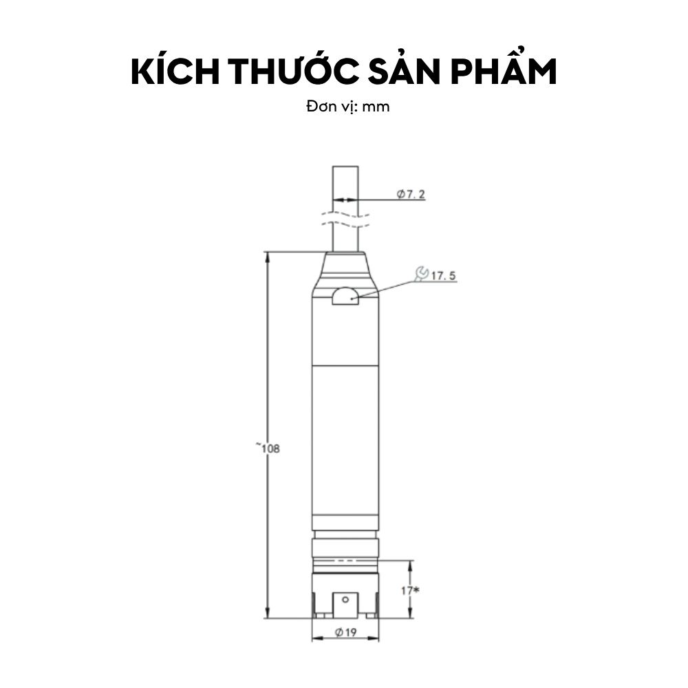 Kích thước Cảm biến áp suất nước đường kính nhỏ LFT3019