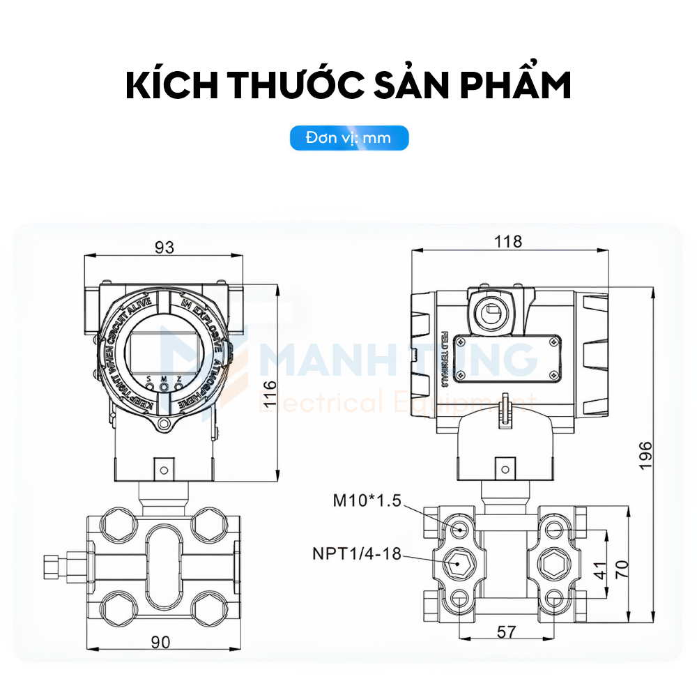 Kích thước cảm biến áp suất Silicon đơn tỉnh thể LFT710