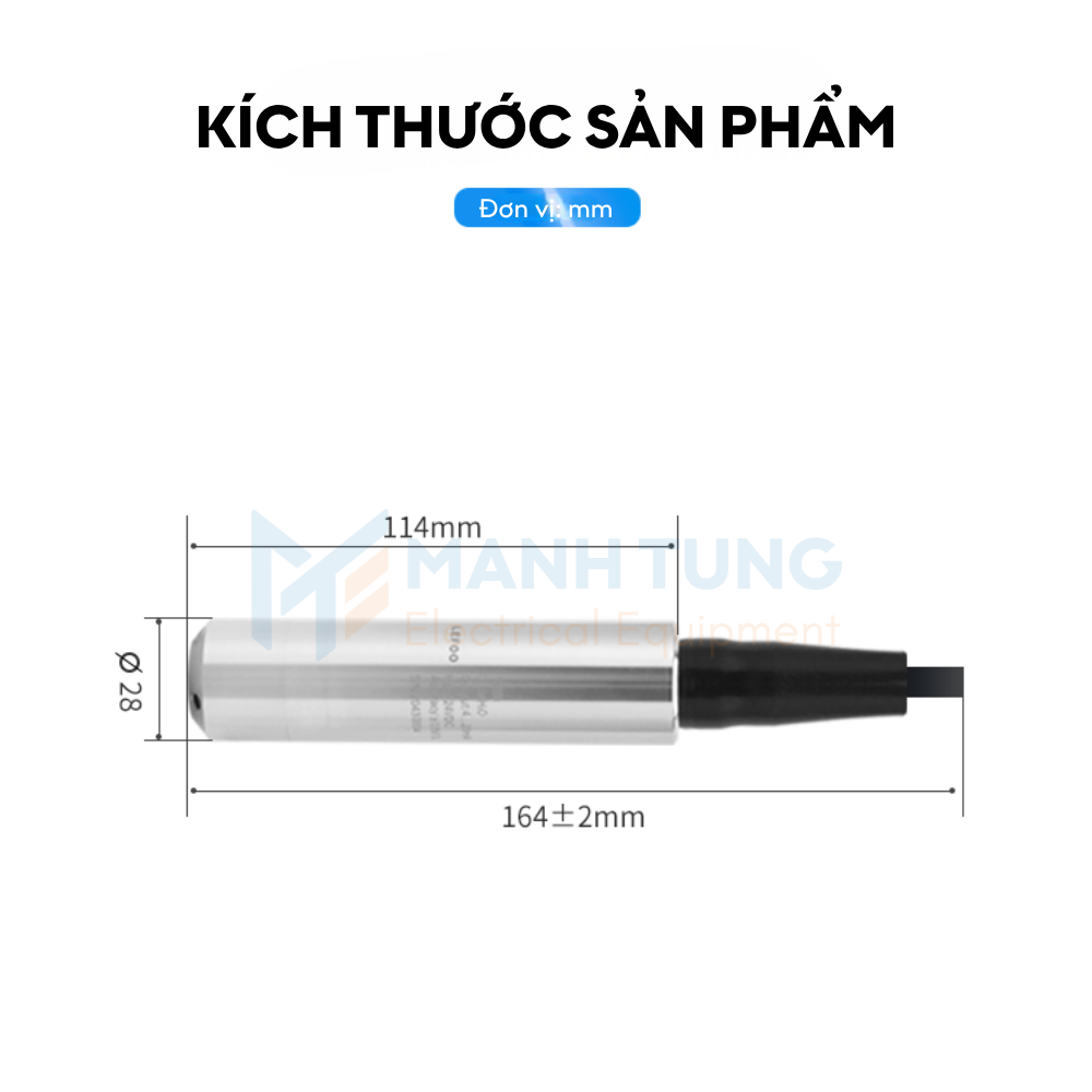 Kích thước cảm biến áp suất nước thả chìm LFT3000